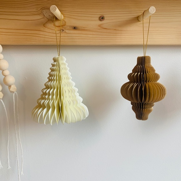 Scandinavian Honeycomb Paper Christmas Ornaments | Set of 4 - Picture 4 of 5